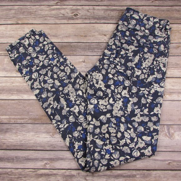 H&M Denim - H&M Floral Super Slim Skinny Jeans Blue Size 6